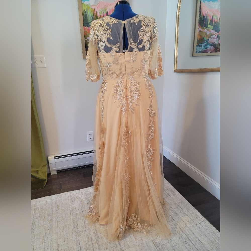 Elegant Cream Lace Mother of the Bride Dress - Picture 2 of 4